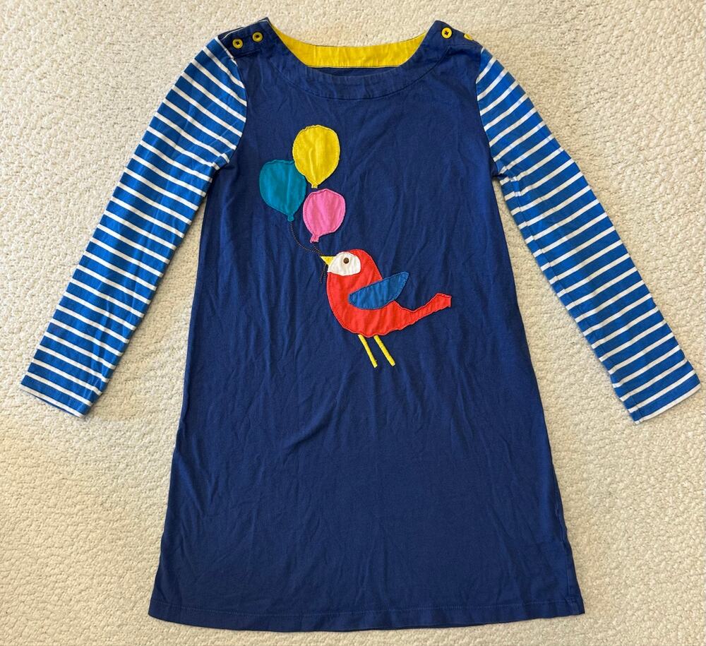 Mini Boden Girls Striped Long Sleeve Dress 9/10